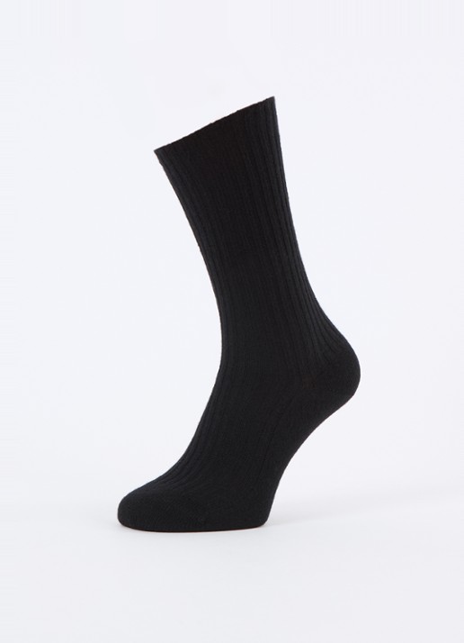 Falke Cosy ribgebreide sokken in kasjmierblend - detail 5 zwart