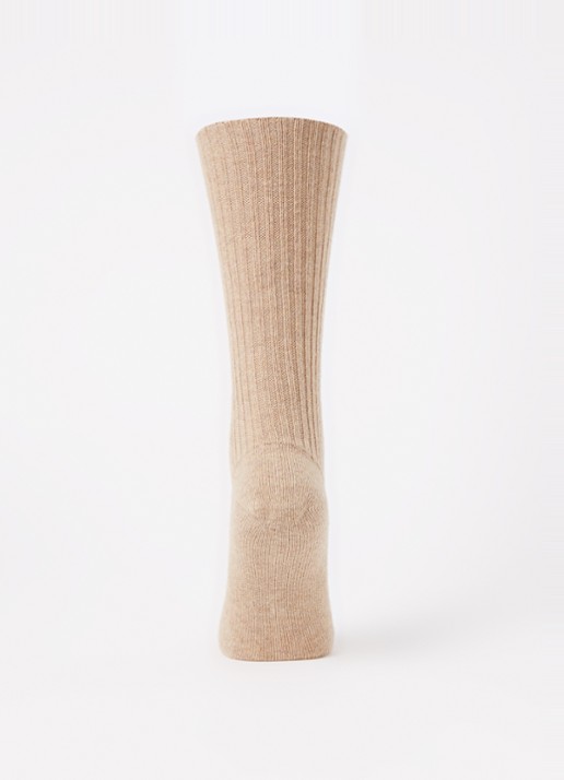Falke Cosy ribgebreide sokken in kasjmierblend - voorkant 3 beige