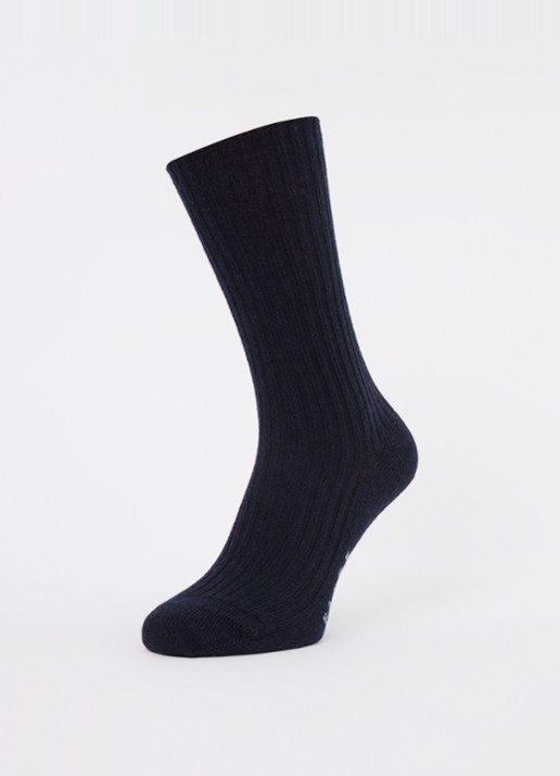Falke Cosy ribgebreide sokken in kasjmierblend - detail 3 donkerblauw
