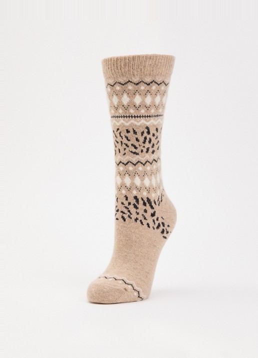 Falke Cosy Wool sokken in kasjmierblend - detail beige