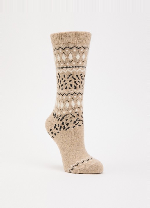 Falke Cosy Wool sokken in kasjmierblend - voorkant 2 beige