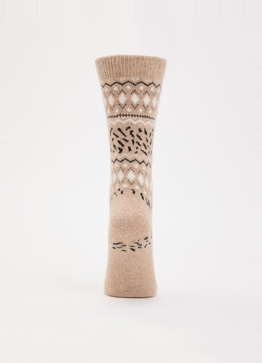 Falke Cosy Wool sokken in kasjmierblend - voorkant 3 beige