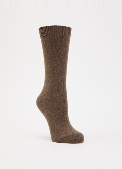 Falke Cosy Wool sokken in kasjmierblend - voorkant bruin
