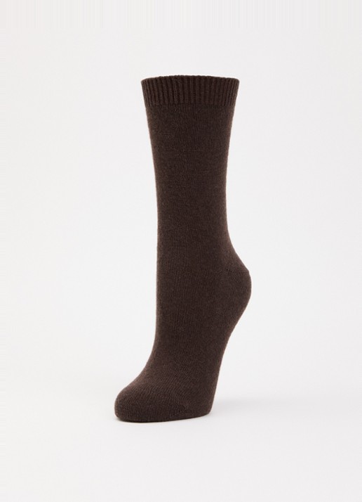 Falke Cosy Wool sokken in kasjmierblend - detail 3 donkerbruin