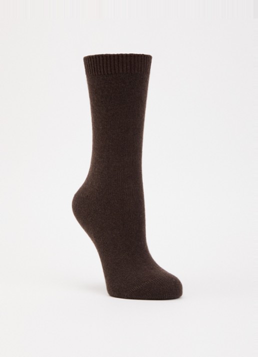 Falke Cosy Wool sokken in kasjmierblend - voorkant donkerbruin