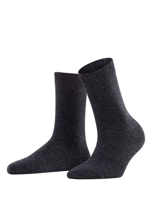 Falke Cosy Wool sokken - voorkant 6 antraciet