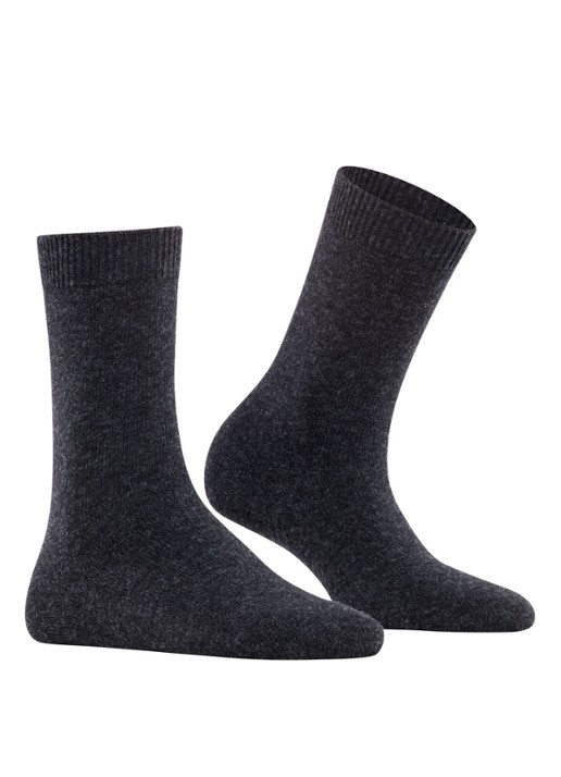 Falke Cosy Wool sokken - voorkant 7 antraciet