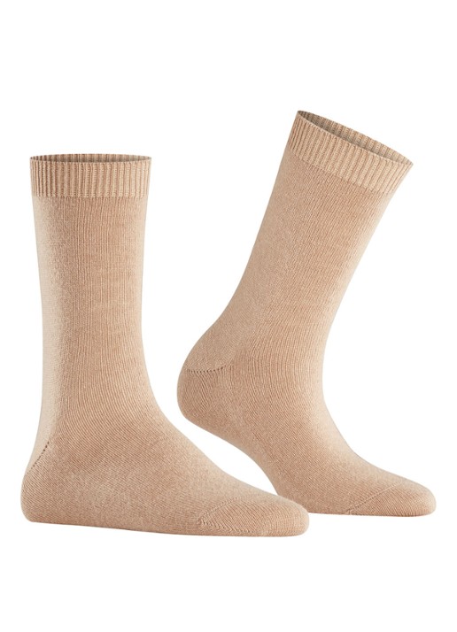 Falke Cosy Wool sokken - voorkant 7 camel