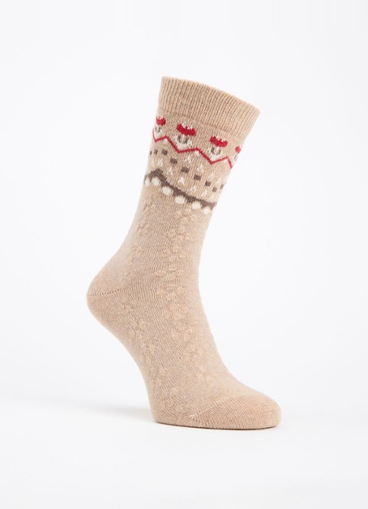 Falke Cosy Wool Special Edition sokken in kasjmierblend - voorkant beige