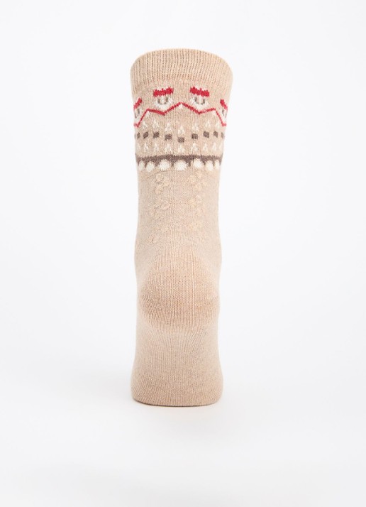 Falke Cosy Wool Special Edition sokken in kasjmierblend - voorkant 2 beige