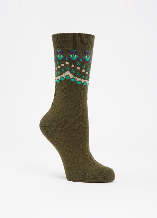 Falke Cosy Wool Special Edition sokken in kasjmierblend - voorkant mosgroen