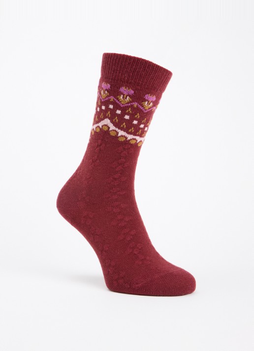 Falke Cosy Wool Special Edition sokken in kasjmierblend - voorkant rood