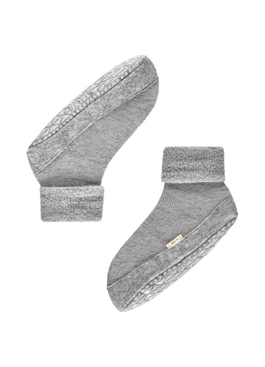 Falke Cosyshoe huissokken in wolblend met anti-slip - detail 4 lichtgrijs