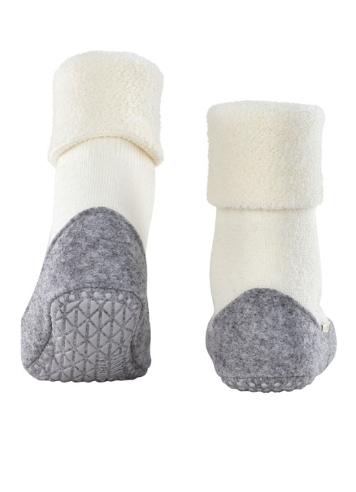 Falke Cosyshoe huissokken in wolblend met anti-slip - detail gebroken wit