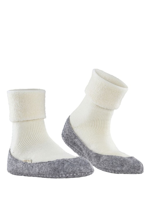 Falke Cosyshoe huissokken in wolblend met anti-slip - voorkant 6 gebroken wit