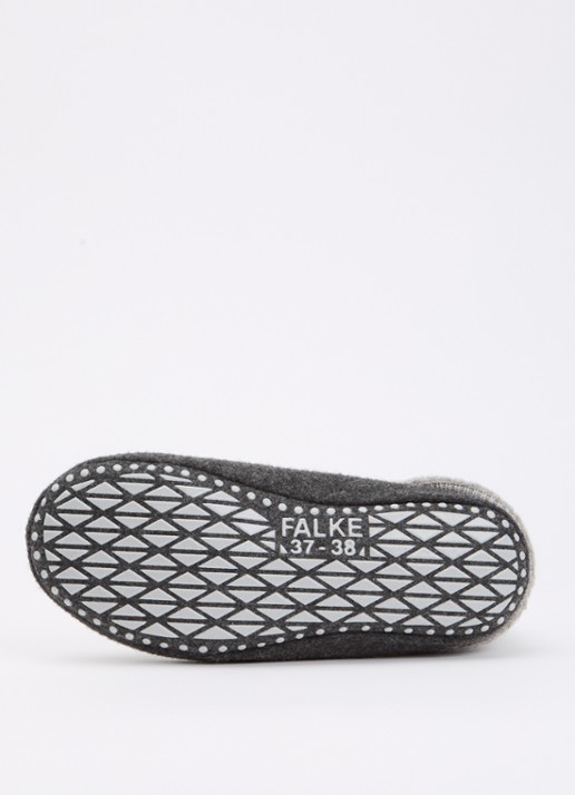 Falke Cosyshoe pantoffel in wolblend met anti-slip - detail 2 lichtgrijs