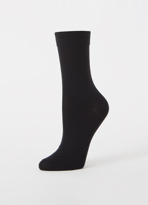 Falke Cotton Touch sokken in katoenblend - detail zwart