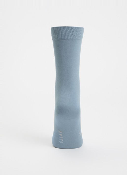 Falke Cotton Touch sokken met logo  - voorkant 3 blauwgrijs