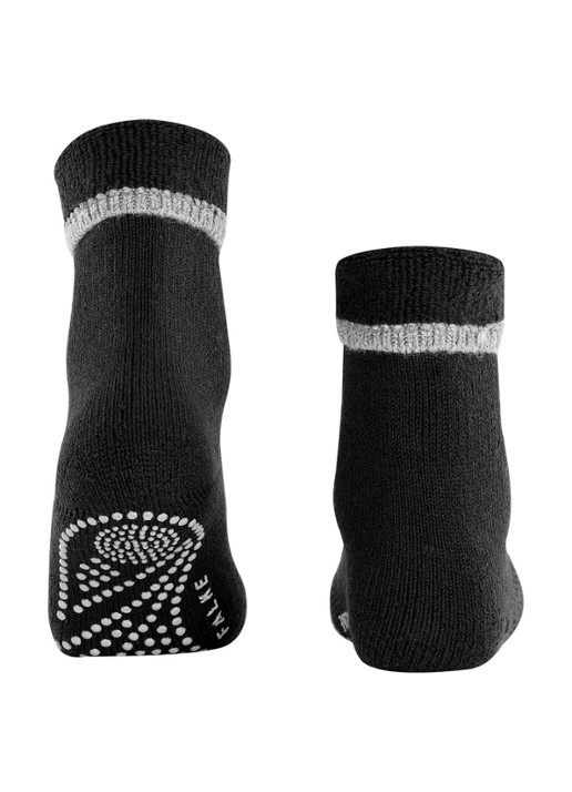 Falke Cuddle Pads sokken in wolblend met anti-slip - detail zwart