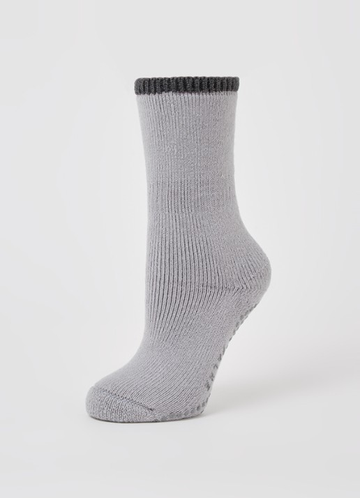 Falke Cuddle Pads sokken in wolblend met anti-slip - detail 3 grijs