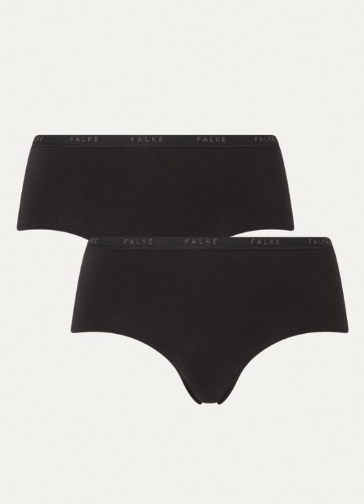 Falke Daily Comfort hipster met logoband in 2-pack - voorkant 4 zwart