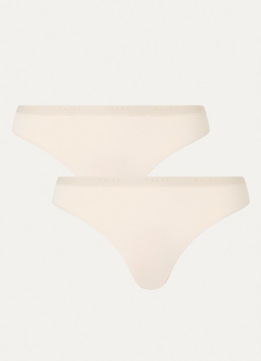 Falke Daily Comfort string met logoband in 2-pack - voorkant 4 donkerbeige