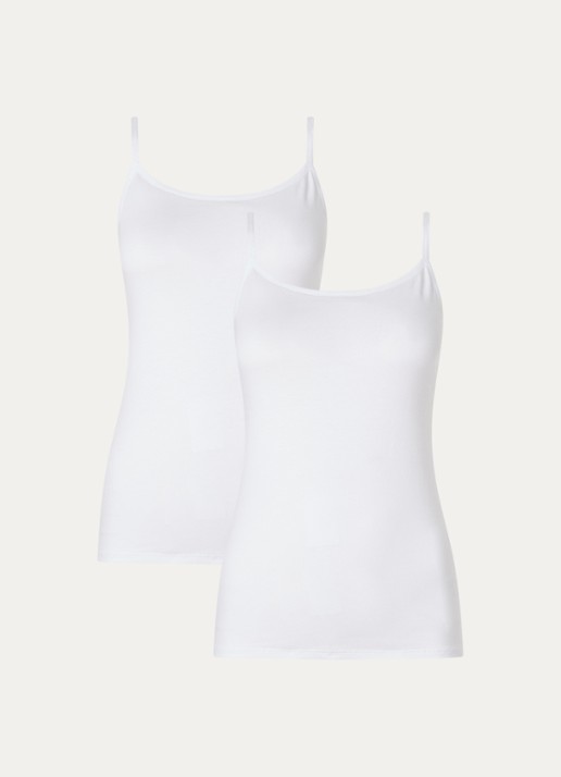 Falke Daily Comfort tanktop met verstelbare bandjes in 2-pack - voorkant 3 wit