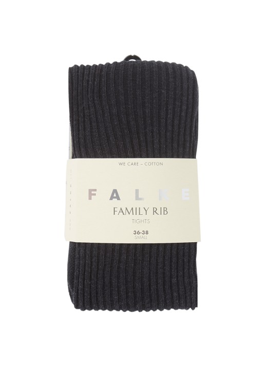 Falke Family ribgebreide maillot van katoen - voorkant antraciet