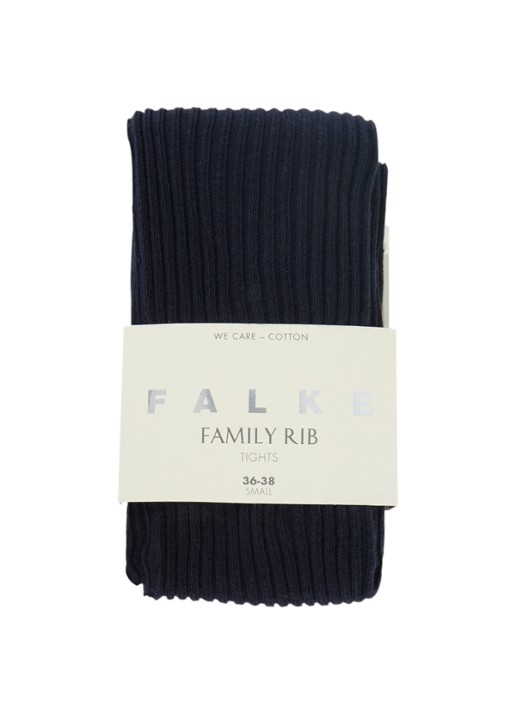 Falke Family ribgebreide maillot van katoen - voorkant 4 donkerblauw