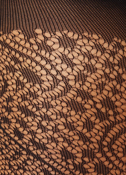 Falke Gilda netpanty met opengewerkt dessin  - detail zwart