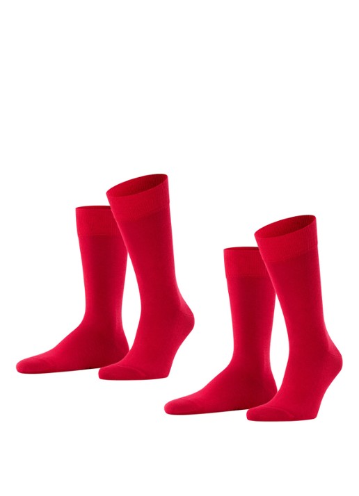 Falke Happy sokken van katoen in 2-pack - voorkant 5 donkerrood
