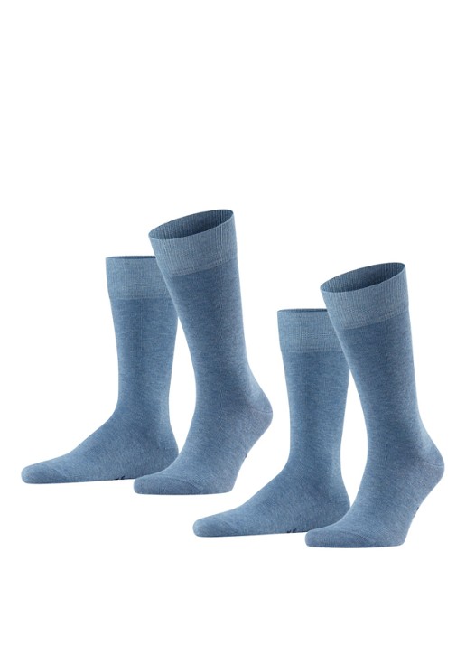 Falke Happy sokken van katoen in 2-pack - voorkant 5 middenblauw