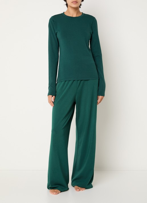 Falke High waist loose fit broek met stretch - voorkant 2 groen