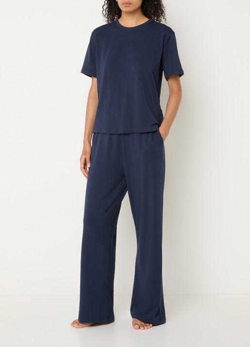 Falke High waist straight fit loungebroek  - voorkant 3 blauw