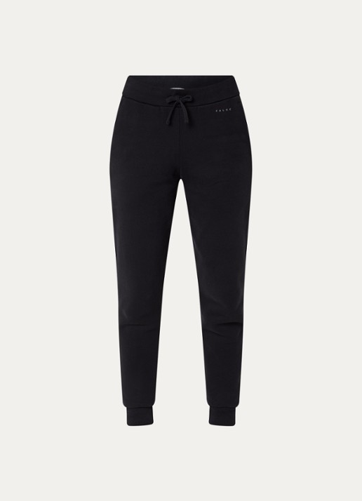 Falke High waist tapered fit joggingbroek met trekkoord - voorkant zwart
