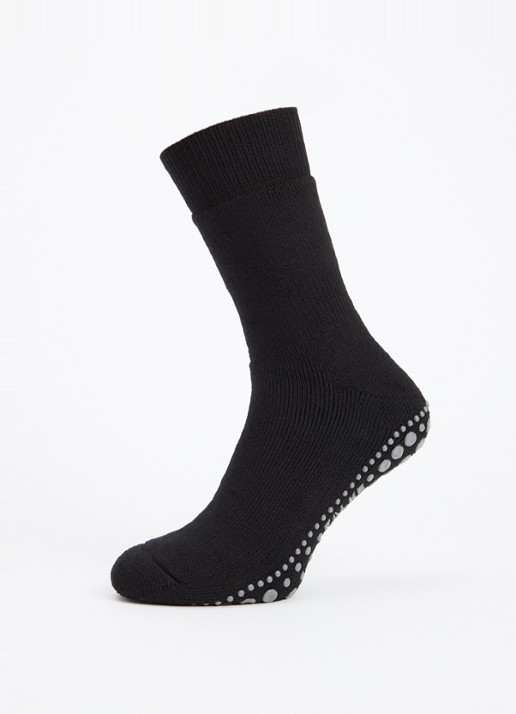 Falke Homepads huissokken in wolblend met anti-slip - detail zwart