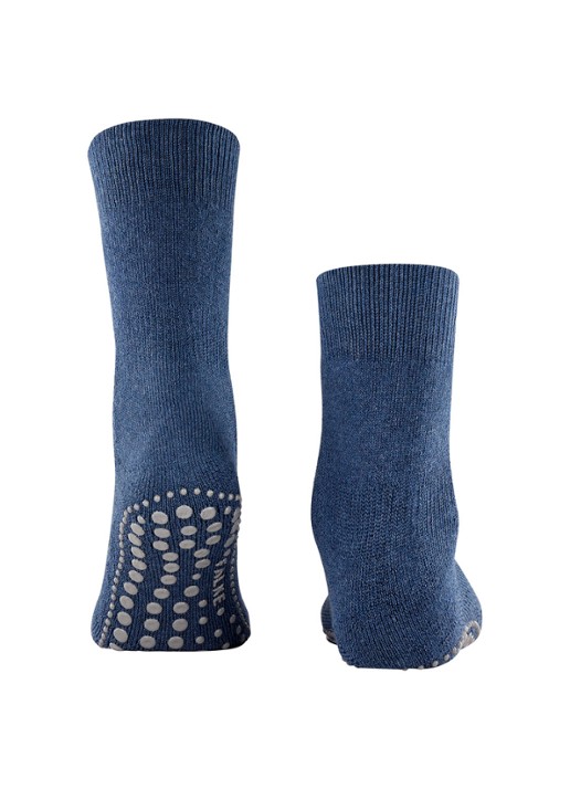 Falke Homepads huissokken in wolblend met anti-slip - detail blauw