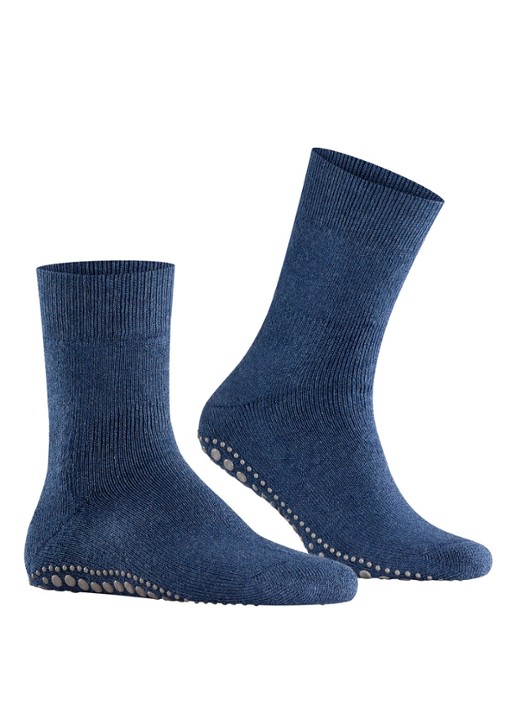 Falke Homepads huissokken in wolblend met anti-slip - voorkant 7 blauw
