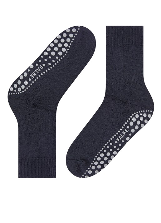 Falke Homepads huissokken in wolblend met anti-slip - detail 4 donkerblauw