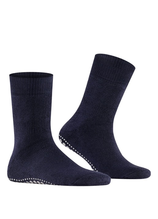 Falke Homepads huissokken in wolblend met anti-slip - voorkant 2 donkerblauw