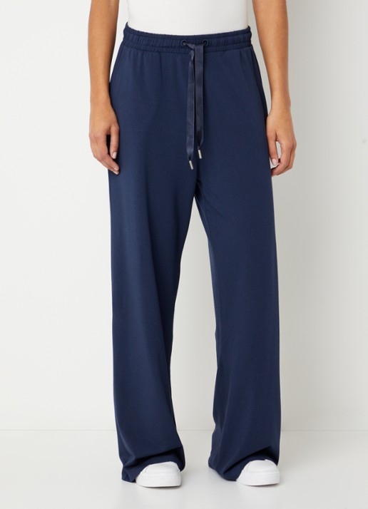 Falke Leisure high waist wide fit broek met steekzakken - detail 4 royalblauw
