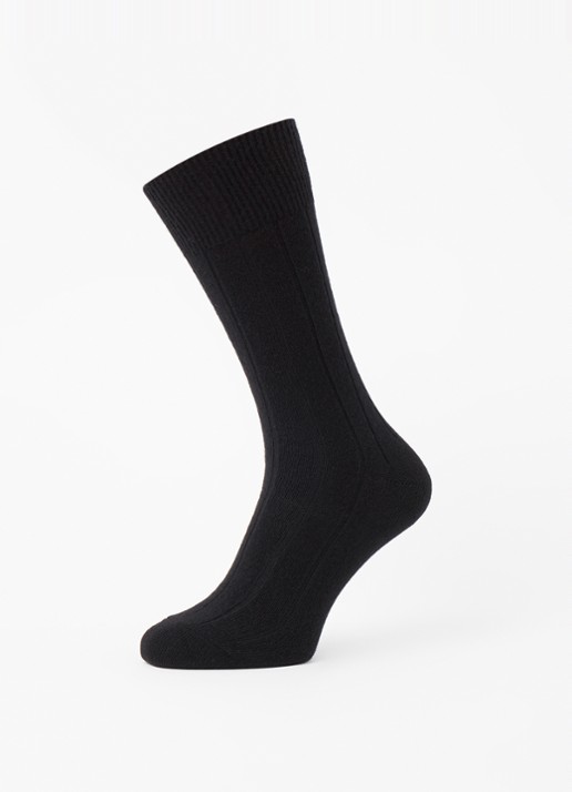 Falke Lhasa Rib sokken in kasjmierblend - detail zwart