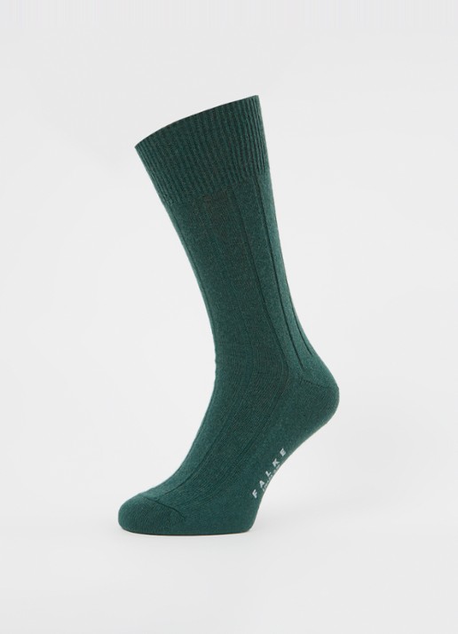 Falke Lhasa Rib sokken in kasjmierblend - detail groen