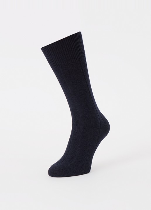 Falke Lhasa Rib sokken in kasjmierblend - detail 3 donkerblauw