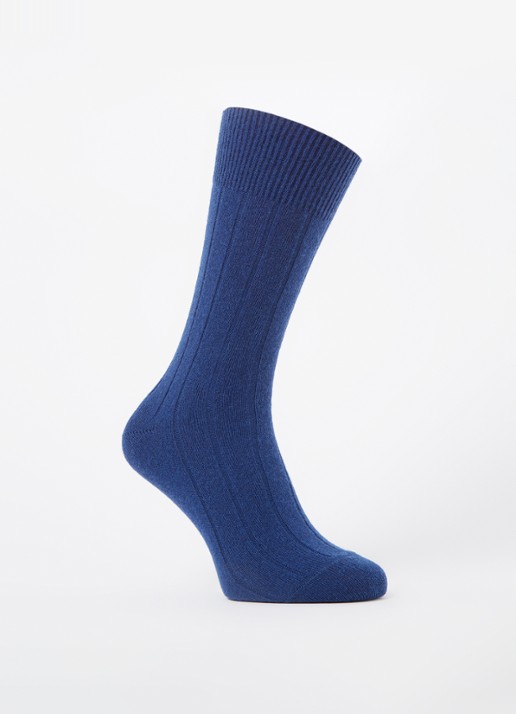 Falke Lhasa Rib sokken in kasjmierblend - voorkant royalblauw