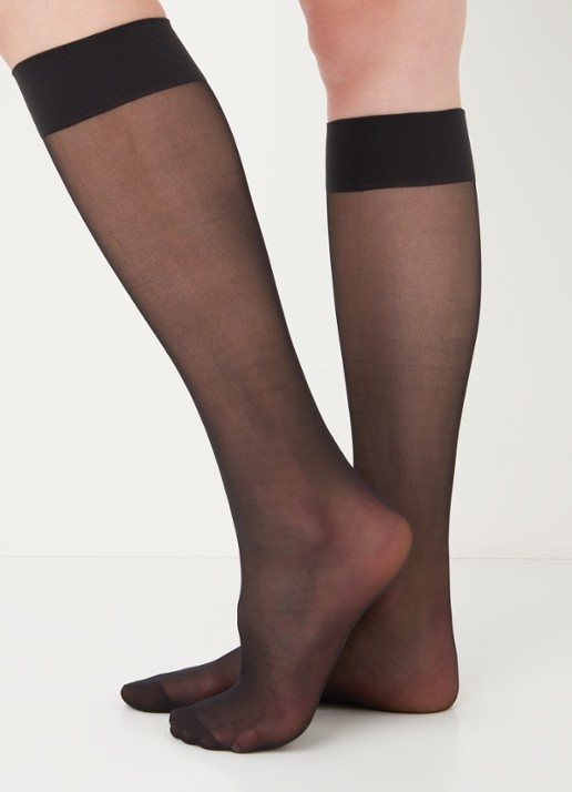 Falke Matt Deluxe kniekousen in 20 denier - voorkant 2 zwart