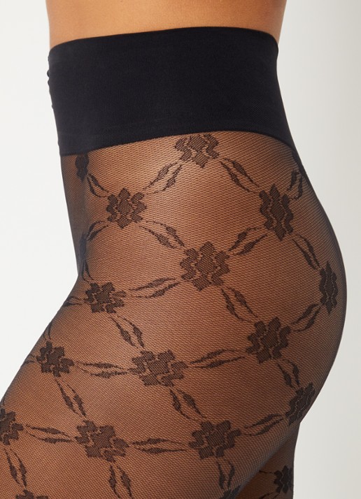 Falke Panty met logoprint in 20 denier - detail 4 zwart