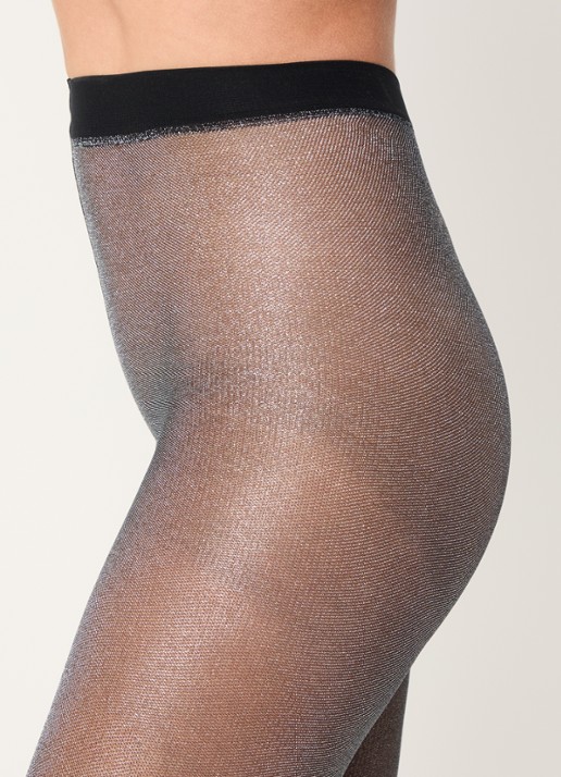 Falke Panty met lurex in 20 denier - detail 5 zilver