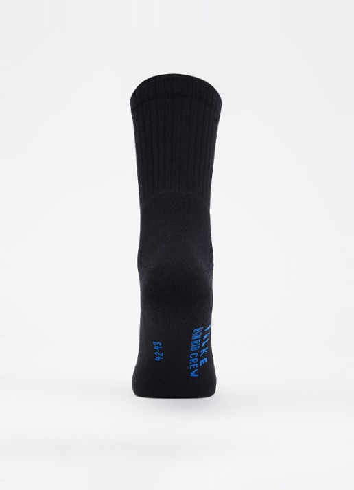 Falke Run Rib Crew sokken in katoenblend met logo - voorkant 2 zwart