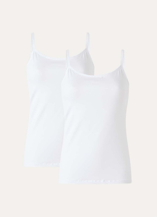 Falke Singlet met ronde hals in 2-pack - voorkant wit